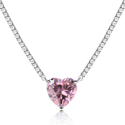 Pomuse 8.0 Carat Versatile Colorful Sweet Heart-Shaped Tennis Necklace