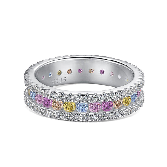 Pomuse Delicate Colorful Round Cut Daily Ring