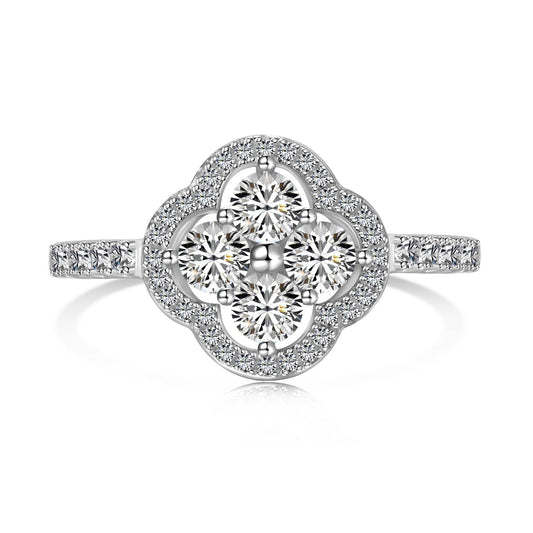 Pomuse Four Leaf Clover Flower Design Ring