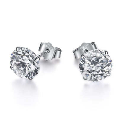 Pomuse Stylish Shiny Round Center Stone Stud Earrings