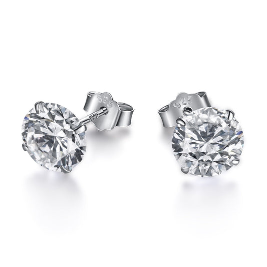 Pomuse Stylish Shiny Round Center Stone Stud Earrings