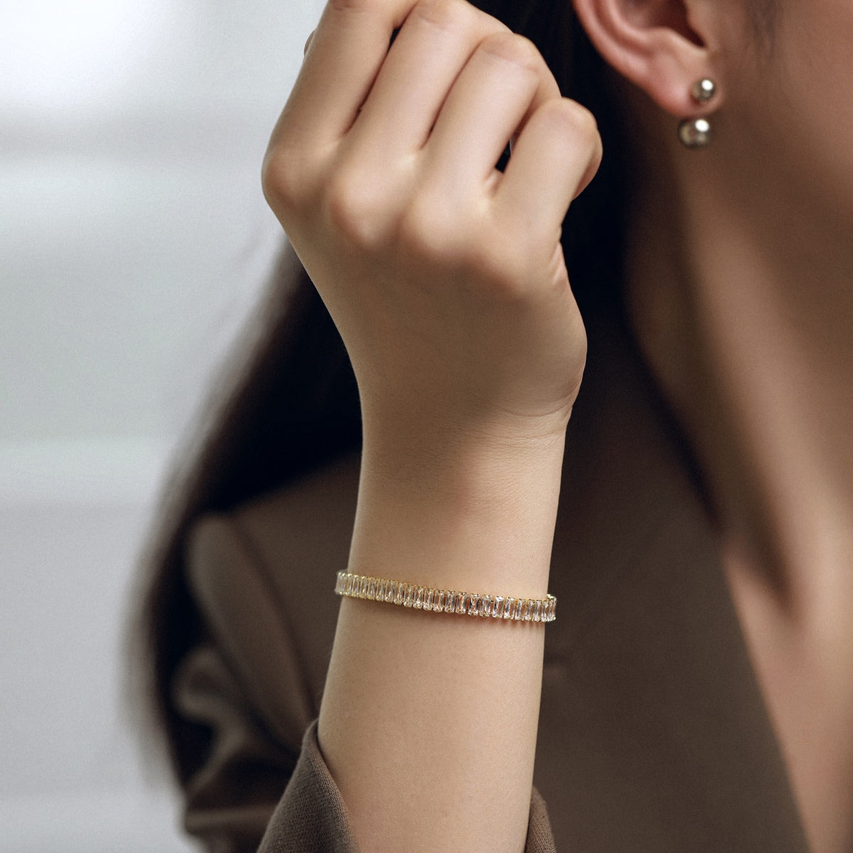 Pomuse Exquisites Smaragdschliff-Tagesarmband