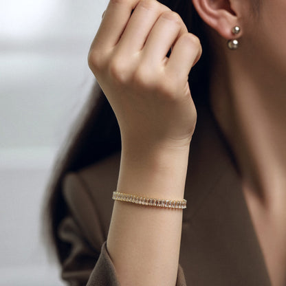 Pomuse Exquisites Smaragdschliff-Tagesarmband