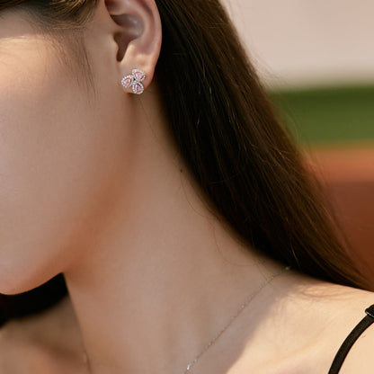Pomuse Ornate Flower Shape Pear Cut Lover Earrings