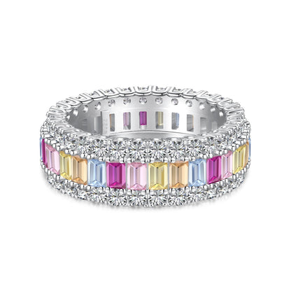 Pomuse Dainty Colorful Radiant Cut Daily Ring