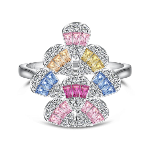 Pomuse Sparkling Colorful Water Drop Shape Daily Ring