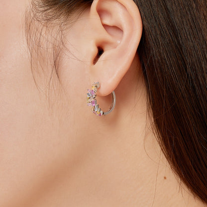 Pomuse Dazzling Colorful Emerald Cut Daily Earrings