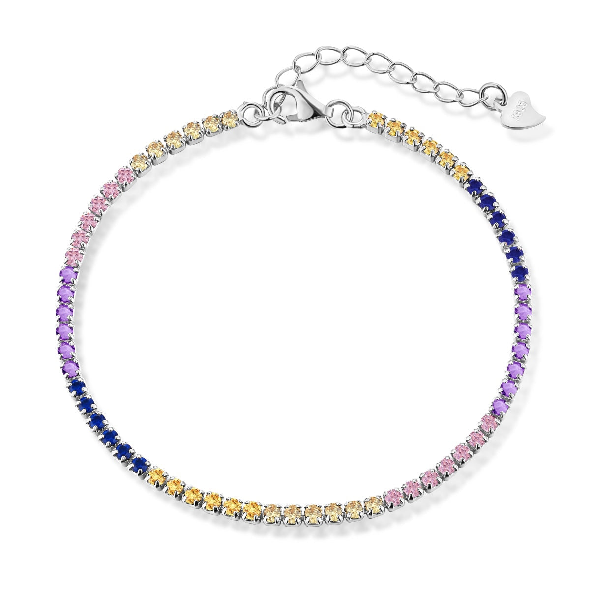 Pomuse Radiant Shinning Princess Cut Tennis Bracelet