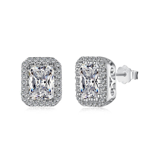 Pomuse 1.0 Carat Luxurious Dainty Emerald Cut Daily Earrings