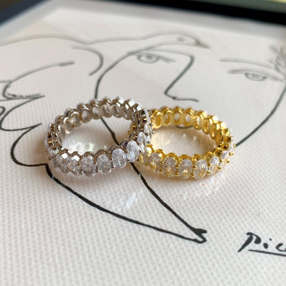 Pomuse Ornate Oval Cut Tennis Ring