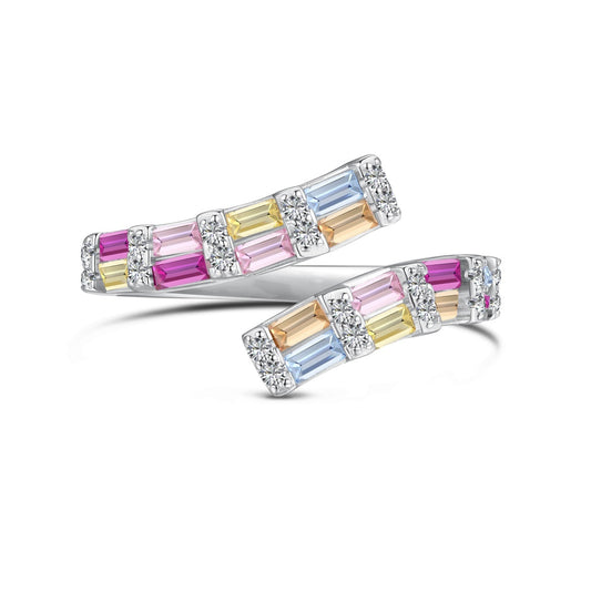 Pomuse Charming Colorful Radiant Cut Adjustable Daily Ring