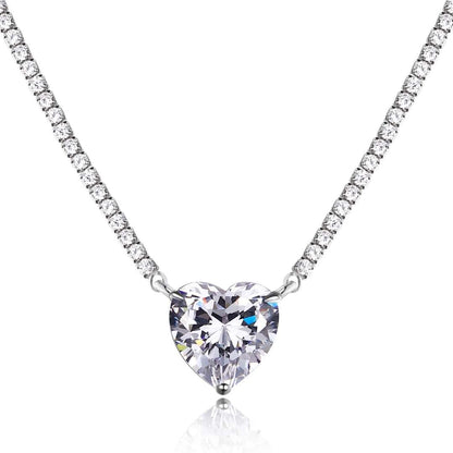 Pomuse 8.0 Carat Versatile Colorful Sweet Heart-Shaped Tennis Necklace