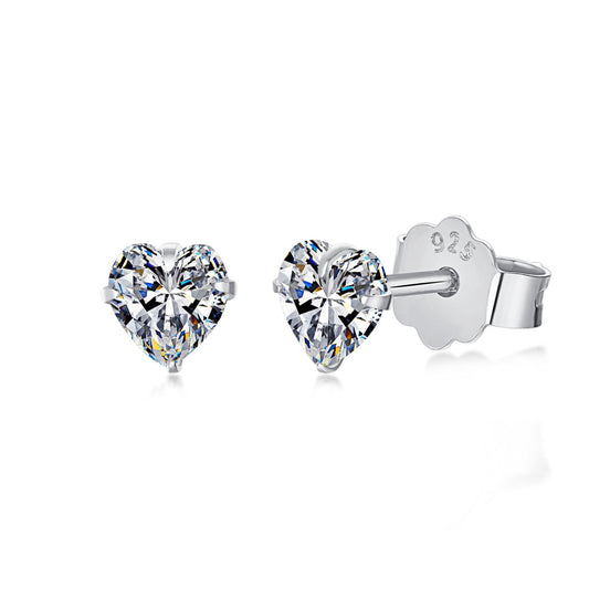 Pomuse Sparkling Heart Shaped Simple Earrings