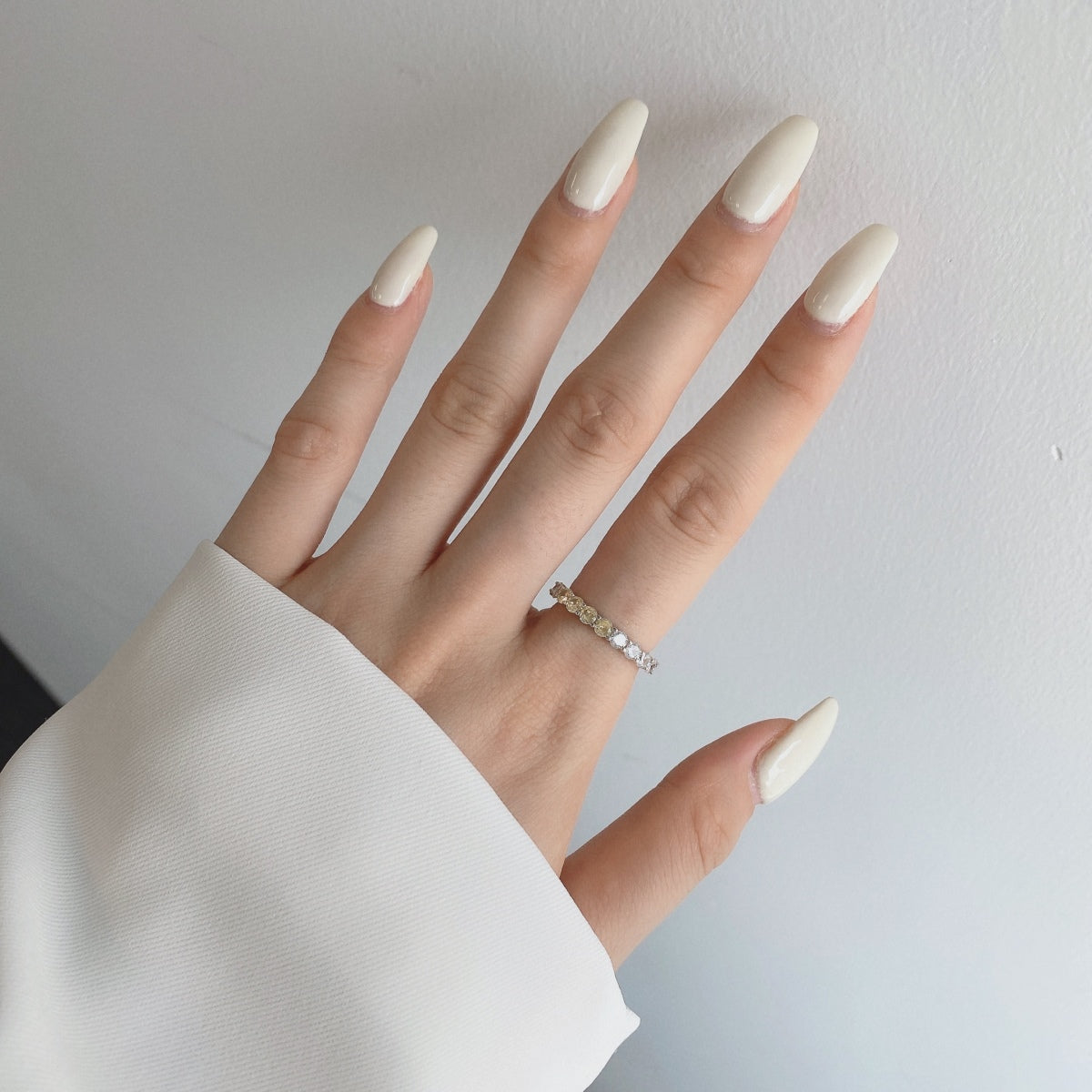 Pomuse Sparkling Round Cut Tennis Ring