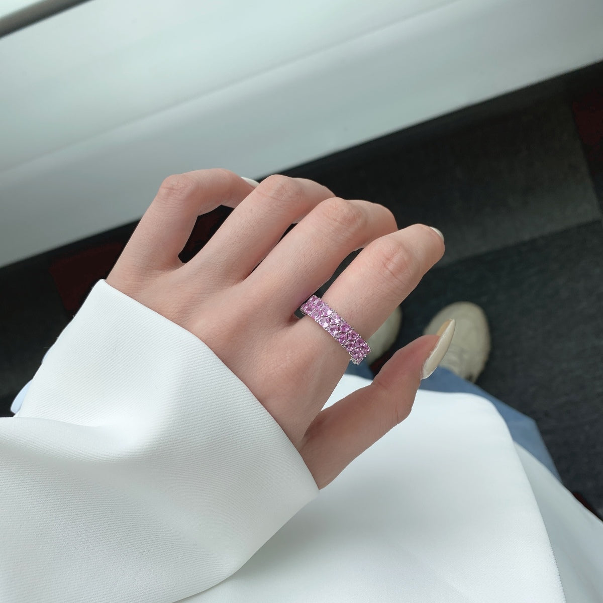 Pomuse Sparkling Full Heart Ring