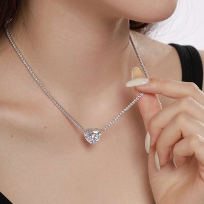 Pomuse 8.0 Carat Versatile Colorful Sweet Heart-Shaped Tennis Necklace