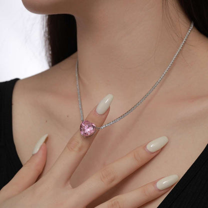 Pomuse 8.0 Carat Versatile Colorful Sweet Heart-Shaped Tennis Necklace