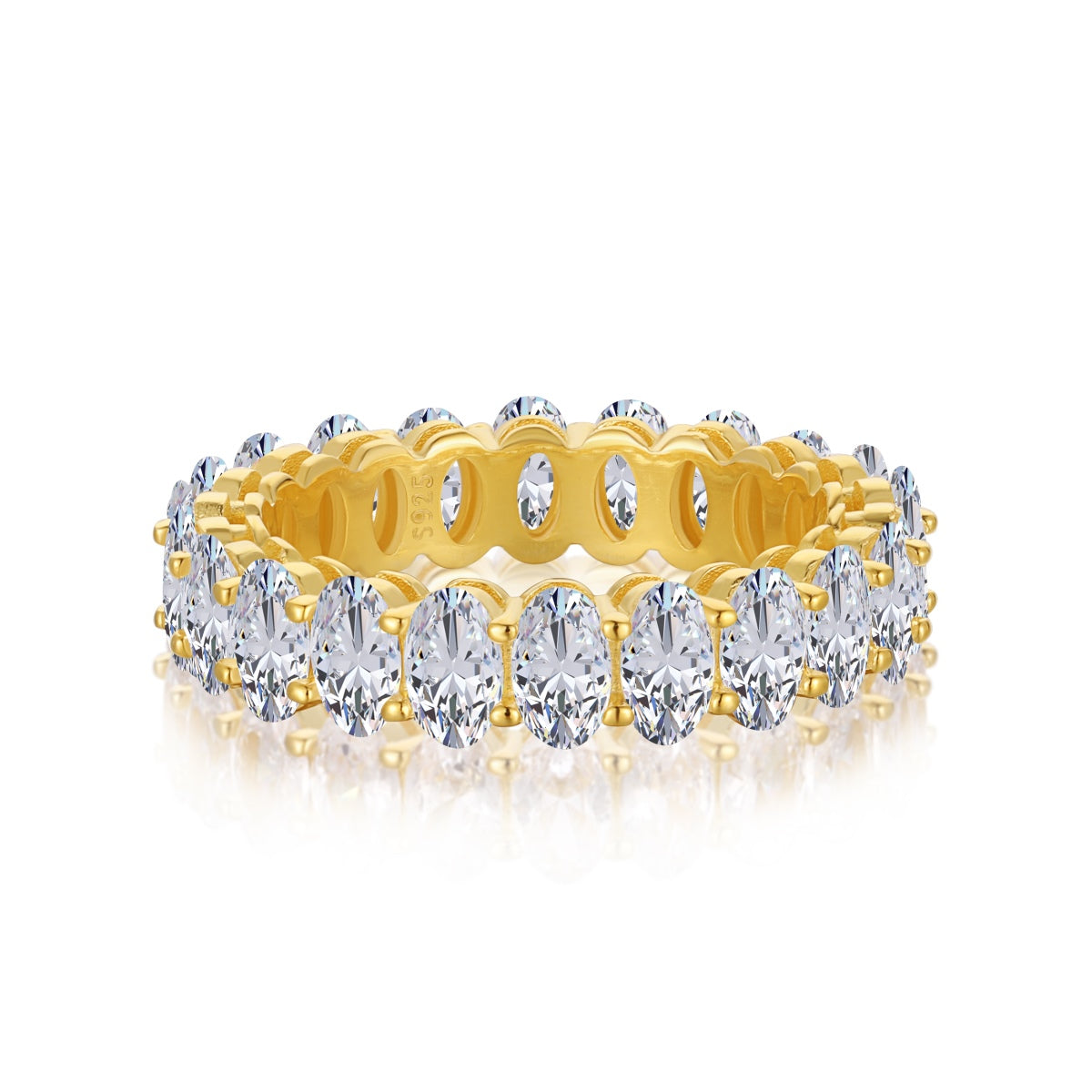 Pomuse Ornate Oval Cut Tennis Ring