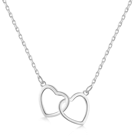 Pomuse Sterling Silver Love Double Ring Necklace