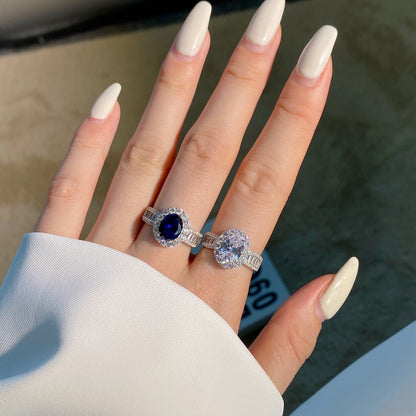 Pomuse 1.5 Carat Dazzling Charming Oval Cut Banquet Ring