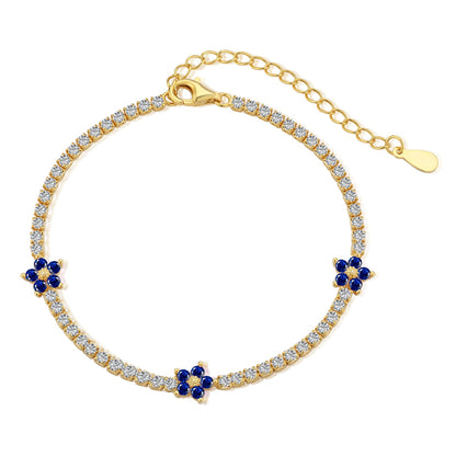 Pomuse Sparkling Flower Shape Tennis Bracelet