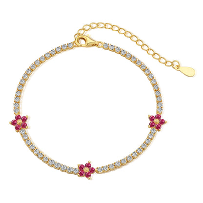 Pomuse Sparkling Flower Shape Tennis Bracelet