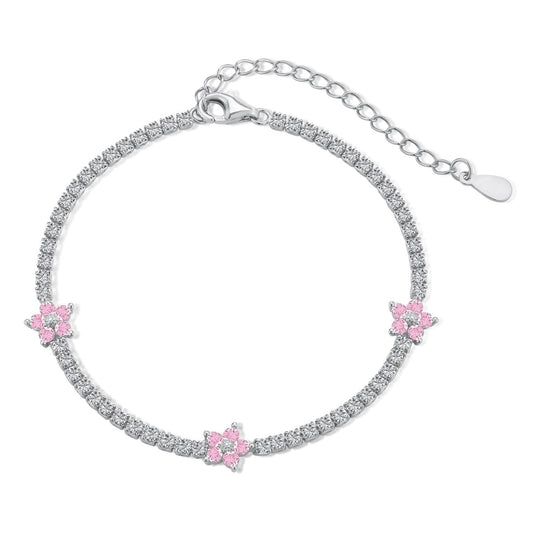 Pomuse Sparkling Flower Shape Tennis Bracelet