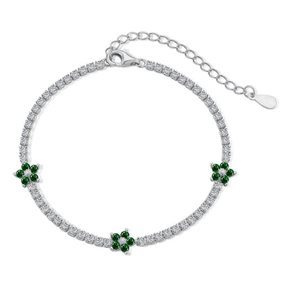 Pomuse Sparkling Flower Shape Tennis Bracelet