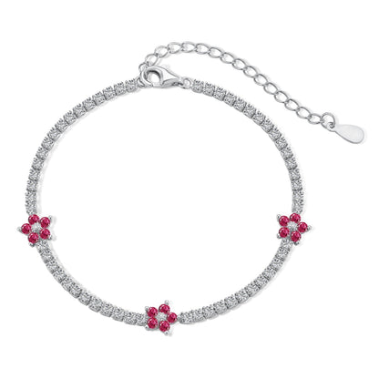 Pomuse Sparkling Flower Shape Tennis Bracelet