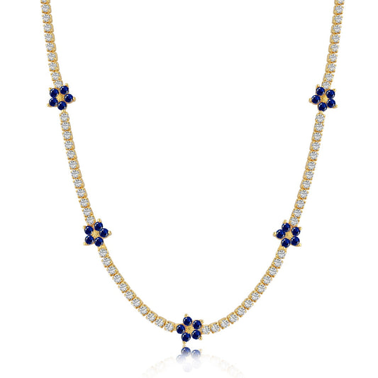 Pomuse Luxurious Colorful Flower Tennis Necklace