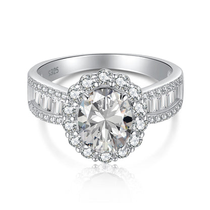 Pomuse 1.5 Carat Dazzling Charming Oval Cut Banquet Ring