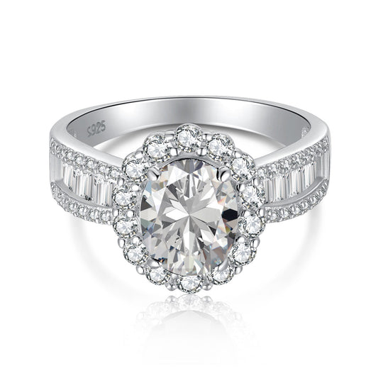 Pomuse 1.5 Carat Dazzling Charming Oval Cut Banquet Ring