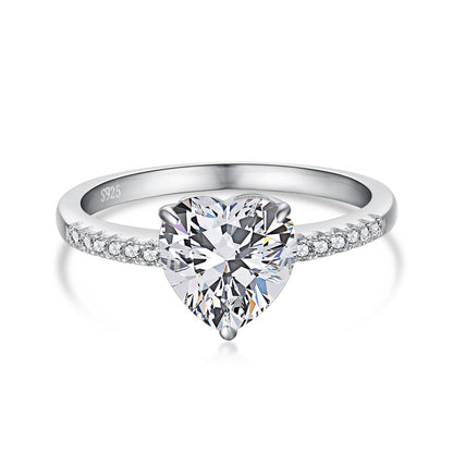 Pomuse 2.0 Carat Dazzling Lustrous Heart Cut Lover Ring