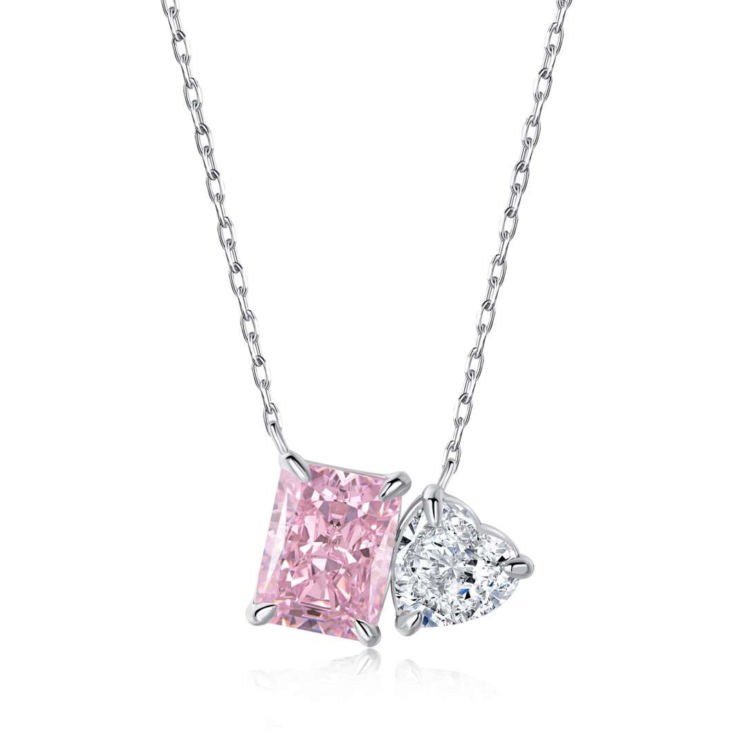 Pomuse Dazzling Square & Heart Shape Necklace