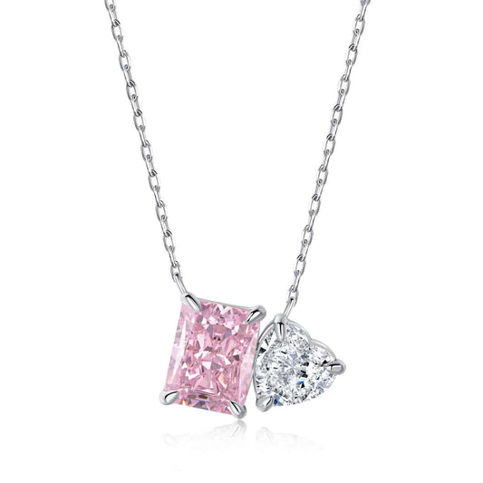 Pomuse Dazzling Square & Heart Shape Necklace