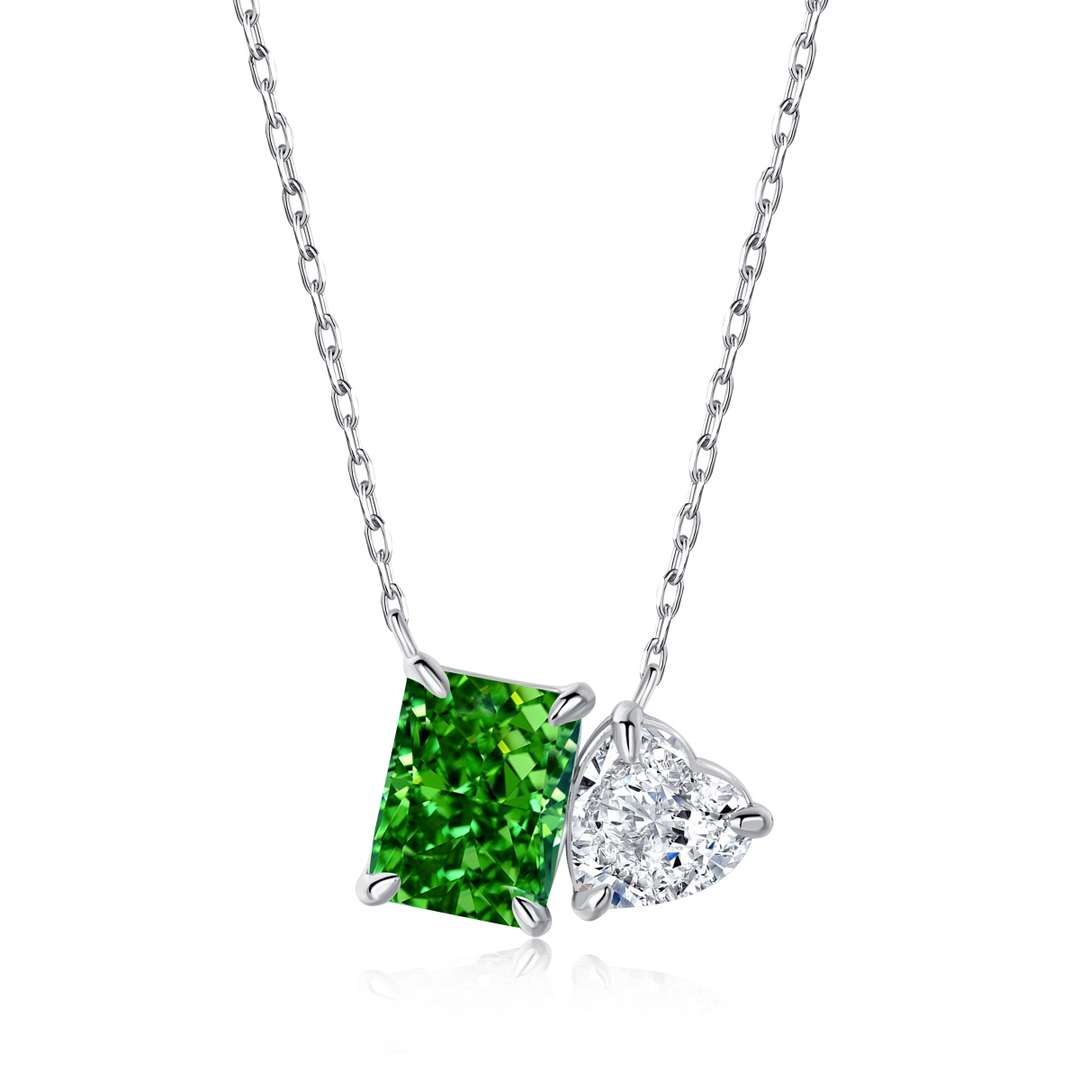 Pomuse Dazzling Square & Heart Shape Necklace