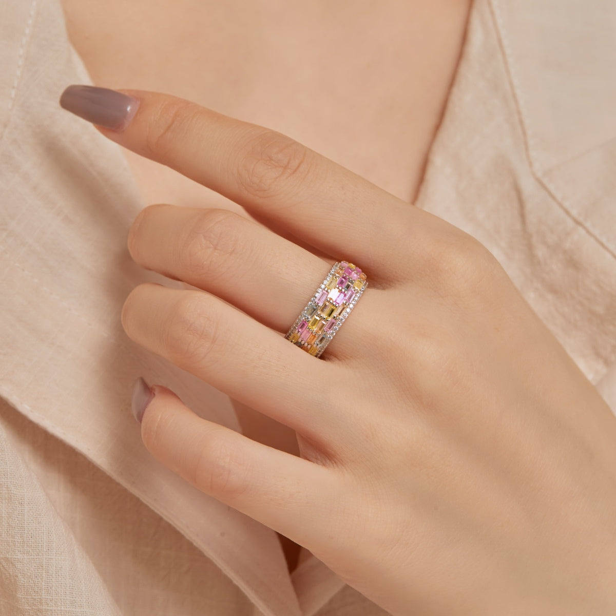 Pomuse Radiant Colorful Radiant Cut Daily Ring