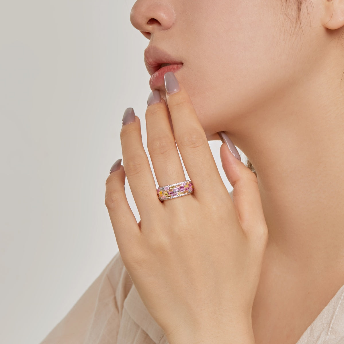 Pomuse Radiant Colorful Radiant Cut Daily Ring