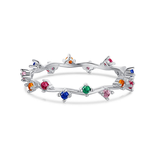 Pomuse Radiant Colorful Round Cut Daily Ring