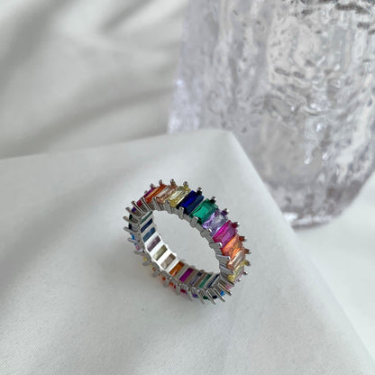 Pomuse Unique Colorful Radiant Cut RIng