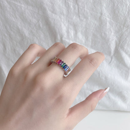 Pomuse Unique Colorful Radiant Cut RIng