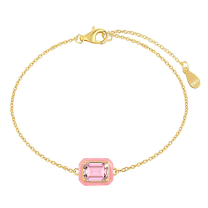 Pomuse 2.0 Carat Sparkling Colorful Emerald Cut Daily Bracelet