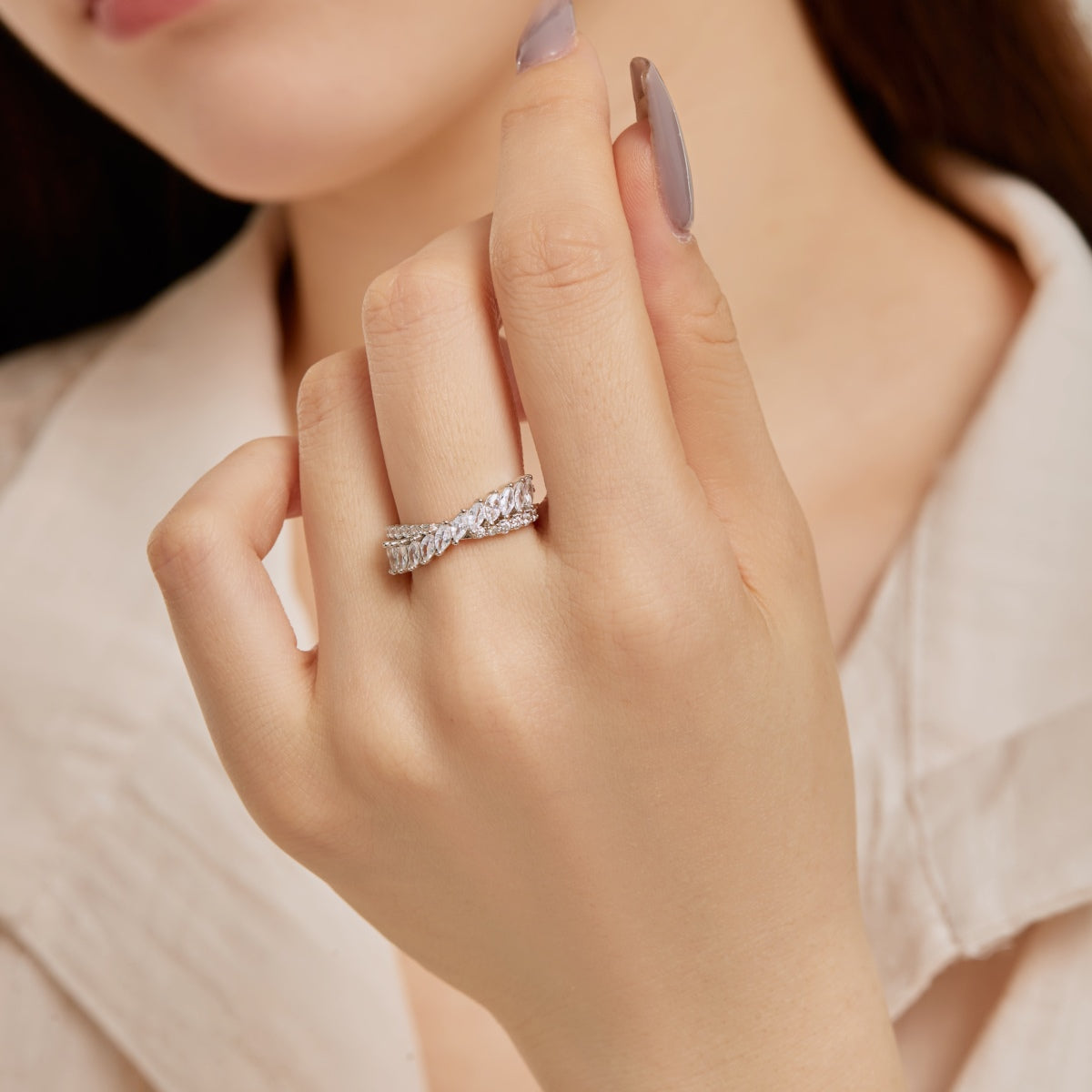 Pomuse Unique Colorful Marquise Cut Daily Ring