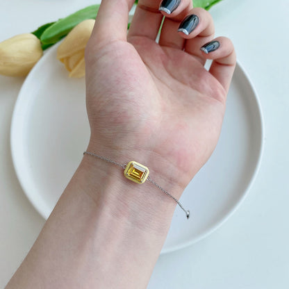 Pomuse 2.0 Carat Sparkling Colorful Emerald Cut Daily Bracelet
