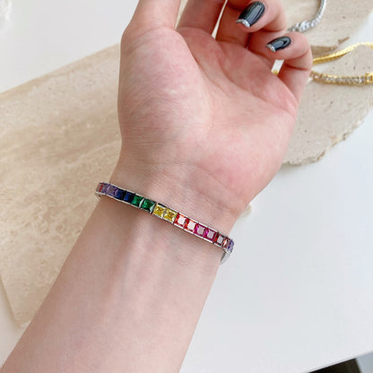 Pomuse Radiant Colorful Princess Cut Tennis Bracelet