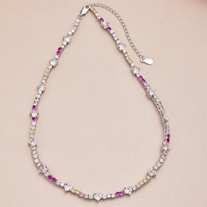 Pomuse Delicate Colorful Rainbow Tennis Chain