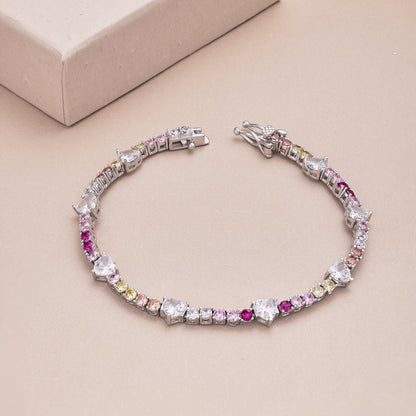 Pomuse Romantic Heart Shape Round Cut Lover Bracelet