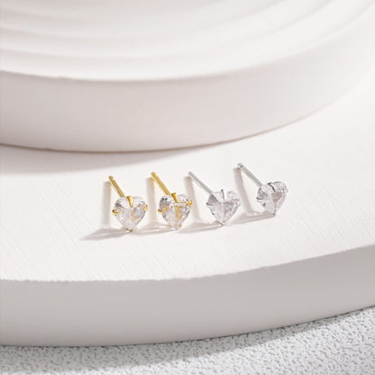 Pomuse Sparkling Heart Shaped Simple Earrings