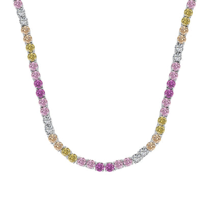 Pomuse Delicate Colorful Tennis Necklace