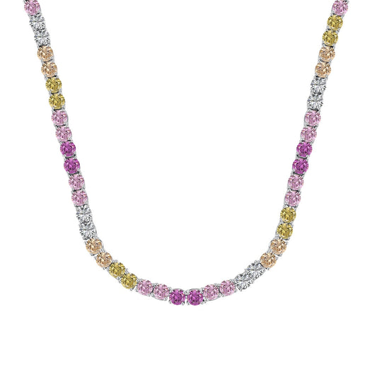 Pomuse Delicate Colorful Tennis Necklace